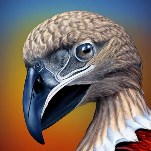 Prompt: ! dream! dream an f - 1 6 pilot with the head of a turkey buzzard, digital illustration, hyper realistic, hyper detailed