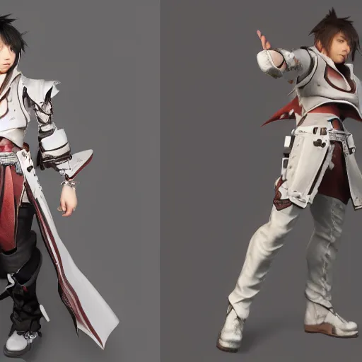 Image similar to kazuma from s - cry - ed as a final fantasy main character, redshift render, octane render, unreal engine