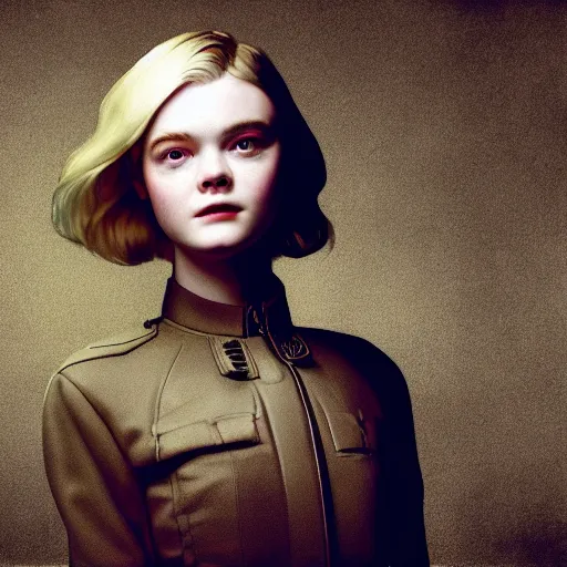 Prompt: portrait of Elle Fanning by Adam Adamowicz in the style of Fallout 3, Kodak Kodachrome film