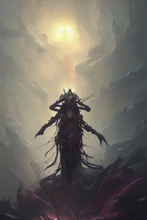 Image similar to cosmic horror, cosmic, nightmare, outer space, aliens, digital art, magic the gathering, mtg, by greg rutkowski, trending on artstation