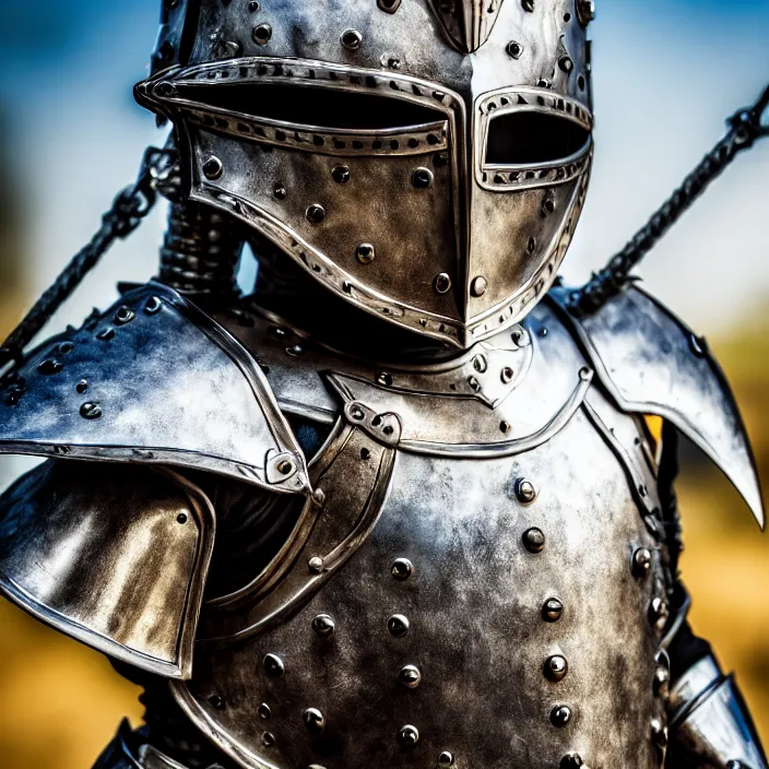 Image similar to photo of a knight with metal crocodile themed armour and helmet, highly detailed, 4 k, hdr, smooth, sharp focus, high resolution, award - winning photo