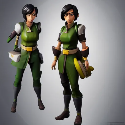 Image similar to toph beifong in fortnite, blind eyes, character render, full body shot, highly detailed, in game render