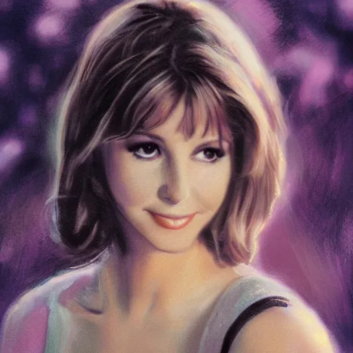 Prompt: An enchanting portrait of Olivia Newton John, evening, detailed matte painting, cinematic