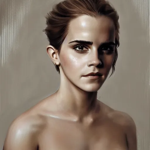 Image similar to close up of emma watson in latex, cinematographic shot, by daniel f. gerhartz