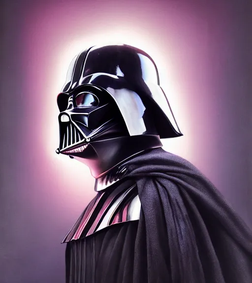 Image similar to portrait of darth vader of star wars, surrounded by flowers by karol bak, james jean, tom bagshaw, rococo, trending on artstation, cinematic lighting, hyper realism, octane render, 8 k, hyper detailed.