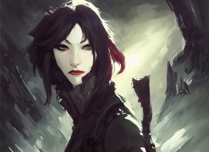 Image similar to portrait of a vampire rogue, intricate, headshot, key visual, conceptart, ambient lighting, highly detailed, digital painting, artstation, concept art, sharp focus, by makoto shinkai and akihiko yoshida and greg manchess