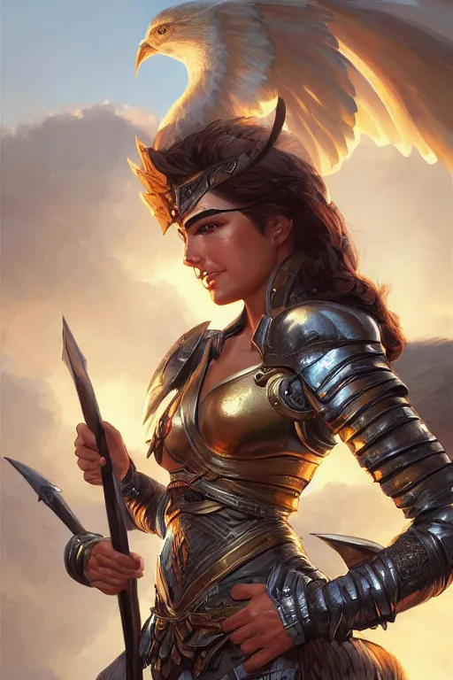 Image similar to amazon valkyrie athena, d & d, fantasy, portrait, highly detailed, headshot, digital painting, trending on artstation, concept art, sharp focus, illustration, art by artgerm and greg rutkowski and magali villeneuve