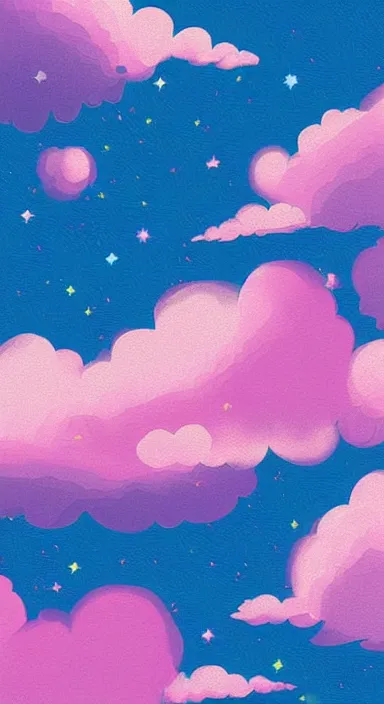 Image similar to pink clouds, under blue clouds, in space, background artwork, digital art, award winning, pixel art