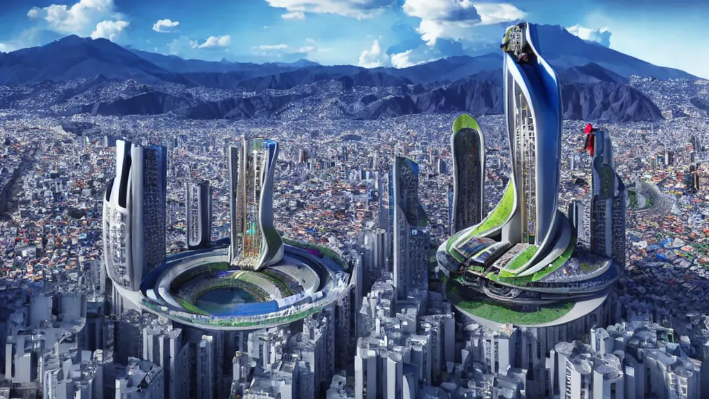 Image similar to Optimistic Nucleur filled vision of futuristic Quito, Ecuador; by Oswaldo Moncayo and Vincent Callebaut; Art Direction by James Cameron; 4K, 12K