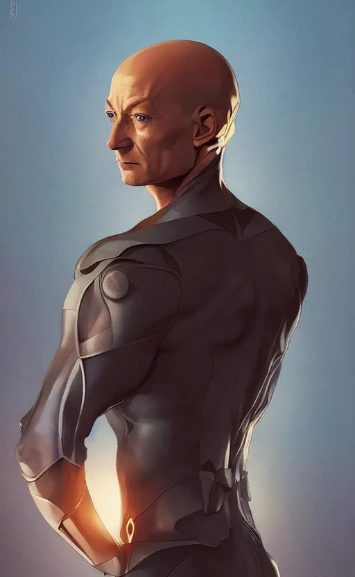 Prompt: Professor Xavier, highly detailed, digital painting, artstation, standing, facing camera, concept art, smooth, sharp focus, illustration, art by artgerm and alphonse mucha, high definition digital art, dramatic lighting, in the style of ilya kuvshinov and Ross tran