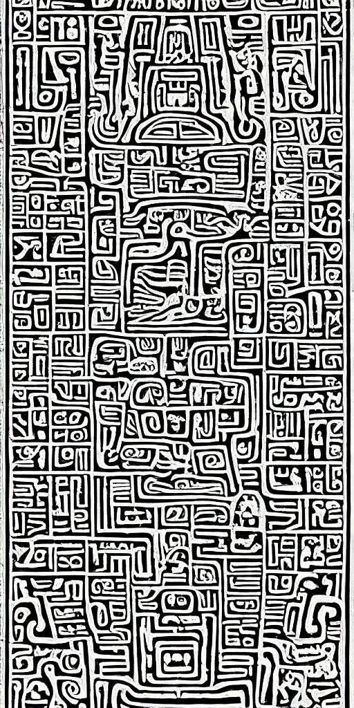 Image similar to mayan hieroglyph blueprints to a spaceship