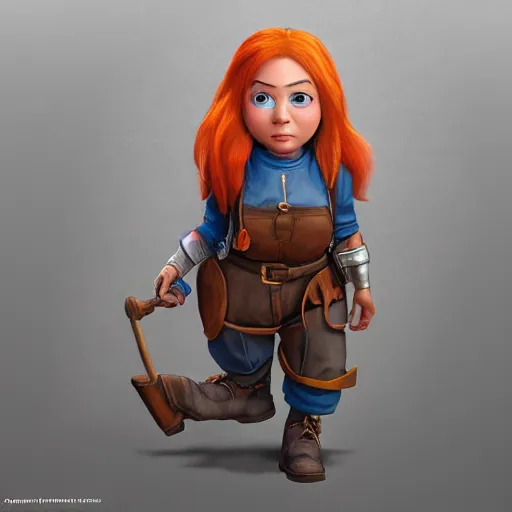 Image similar to extremely realistic portrait of a real life female gnome mechanic artificer character, taken from a movie, trending on artstation, heroic pose, highly detailed, 8k