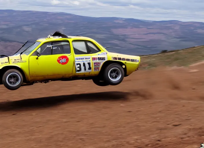 Image similar to An old Dacia made into a hillclimb car is racing at Pikes Peak, pro photo