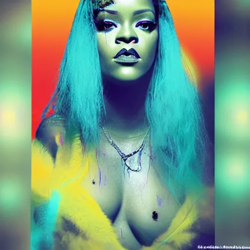 Prompt: rihanna seapunk, creative photo manipulation, creative photoshop, digital art