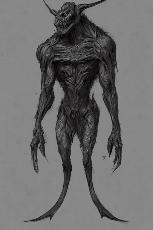 Image similar to creature design, concept art, small, menacing, dark, brooding