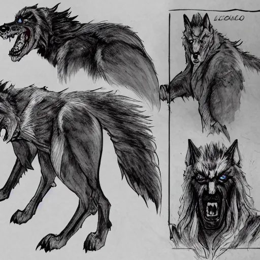 Image similar to castlevania symphony of the night model sheet of a warg, wolf