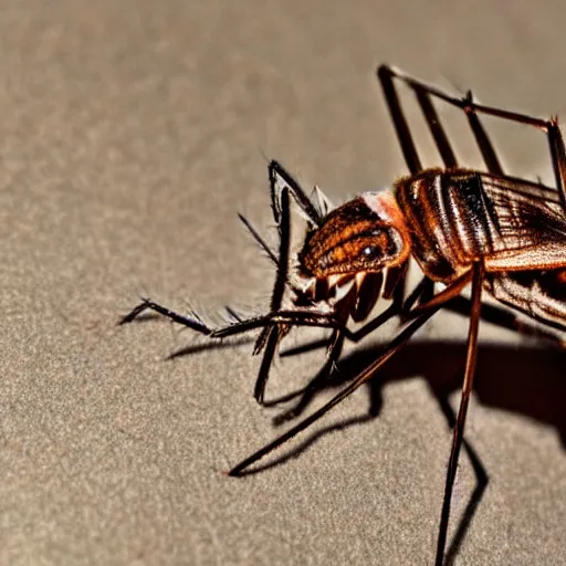 Prompt: closeup of mosquito on skin