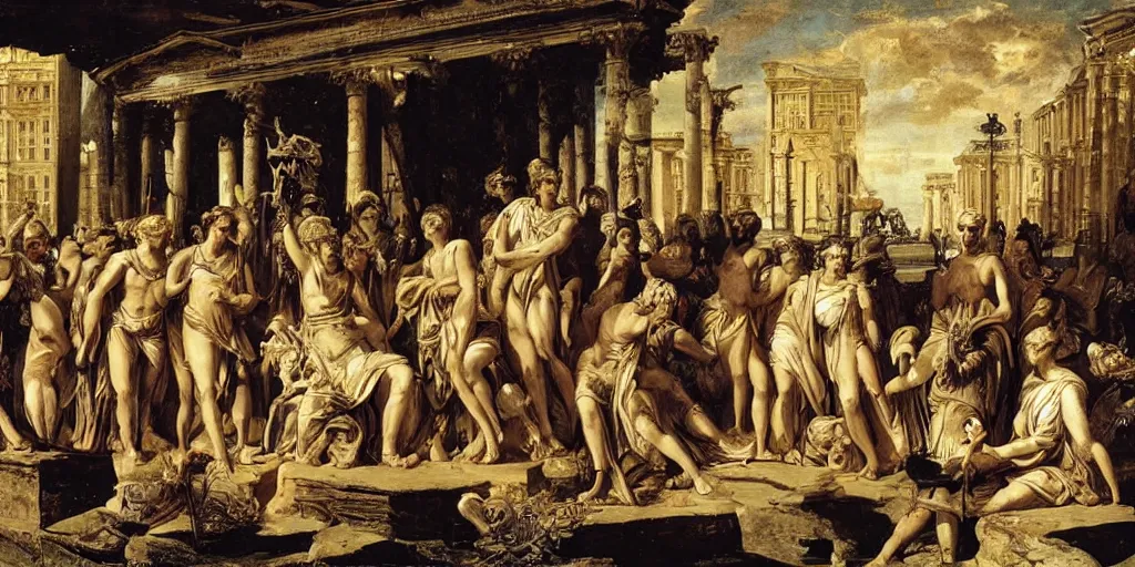 Prompt: Decadence of the Roman Empire