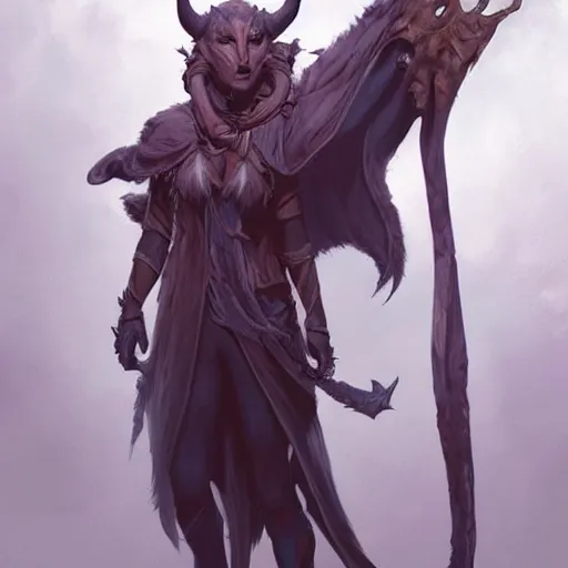 Image similar to Tiefling Druid with tiefling tail D&D, fantasy, full body portrait, highly detailed, digital painting, artstation, concept art, sharp focus, illustration, art artgerm by greg rutkowski