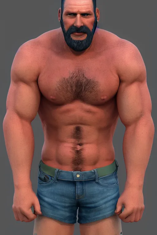 Image similar to hot daddy, 3 2 - year - old, short stubble, muscle summer shirt, character design, octane render, by artstation, 8 k, artbreeder
