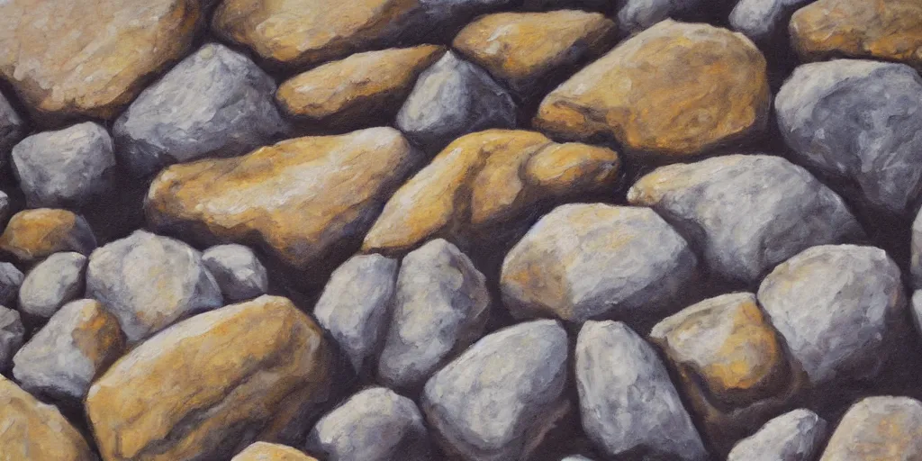 Prompt: detailed painting of rocks having a conversation