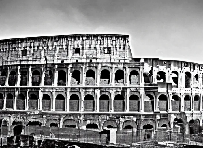 Prompt: flooded colosseum rome smoke