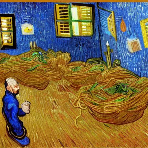 Image similar to spaghetti by vincent van gogh, digital art, trending on artstation