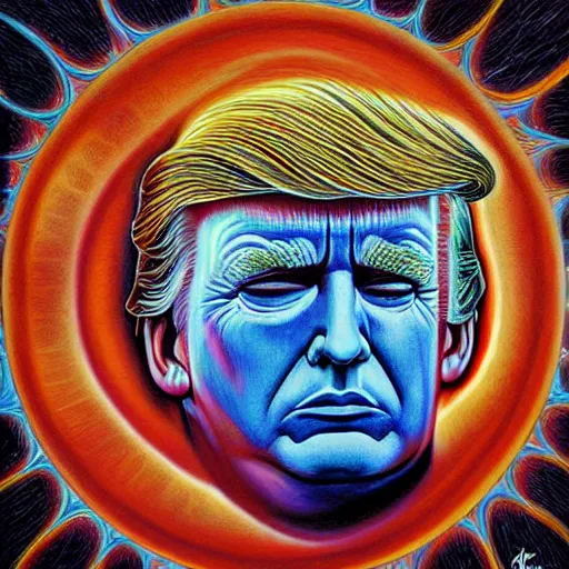 Image similar to Donald Trump painted by Alex grey