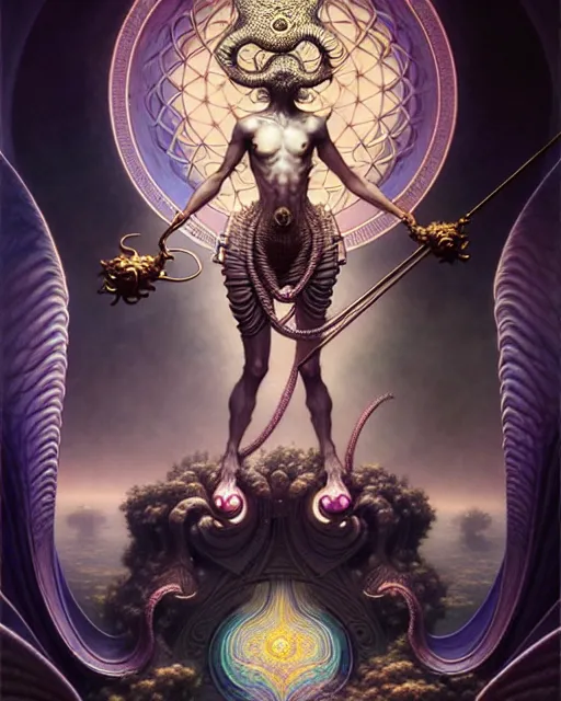 Image similar to the world tarot card, fantasy character portrait made of fractals, ultra realistic, wide angle, intricate details, the fifth element artifacts, highly detailed by peter mohrbacher, hajime sorayama, wayne barlowe, boris vallejo, aaron horkey, gaston bussiere, craig mullins