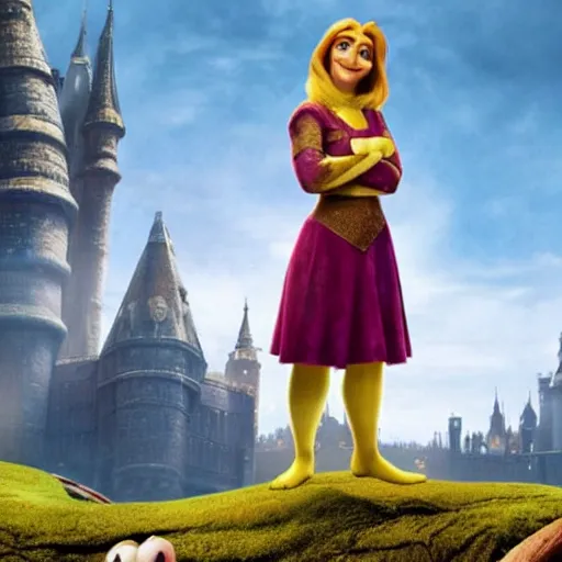 Image similar to A still of Emma Watson in Shrek movie