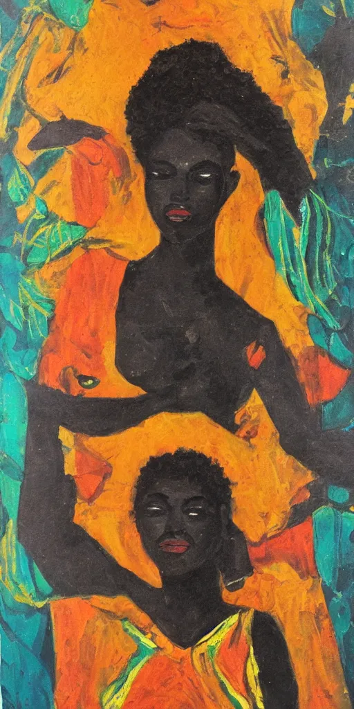 Prompt: A Black woman Goddess, oil Painting