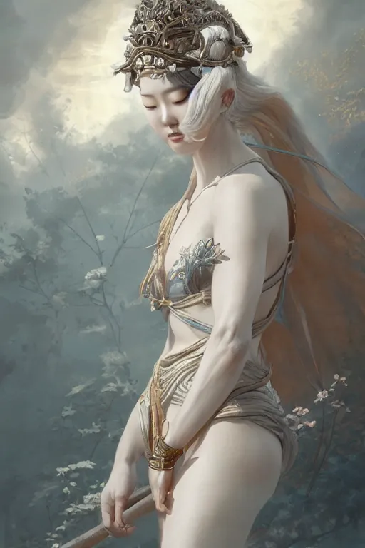 Prompt: goddess of the south korea, highly detailed, digital painting, artstation, concept art, smooth, sharp focus, illustration, unreal engine 5, 8 k, art by artgerm and greg rutkowski and edgar maxence