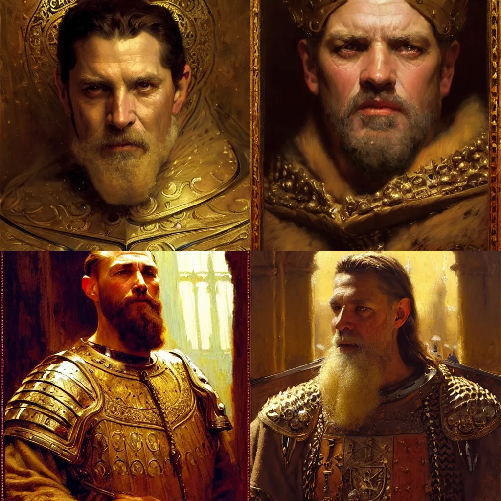 Prompt: portrait of a medieval old king, highly detailed painting by gaston bussiere, craig mullins, j. c. leyendecker 8 k