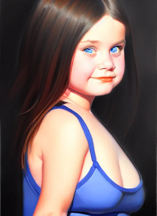 Image similar to portrait of cute young courtney cox as a bit chubby girl, painted by stanley artgerm, sleek curves, sharp focus, trending on artstation hq, deviantart