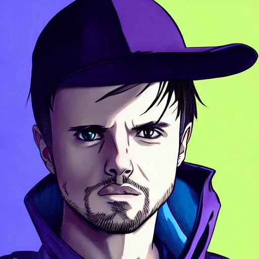 Image similar to portrait of jesse pinkman as the user of blue flames, anime fantasy illustration by tomoyuki yamasaki, kyoto studio, madhouse, ufotable, trending on artstation