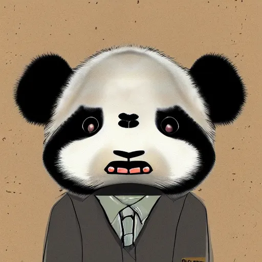 Image similar to digital art of a mad scientist panda