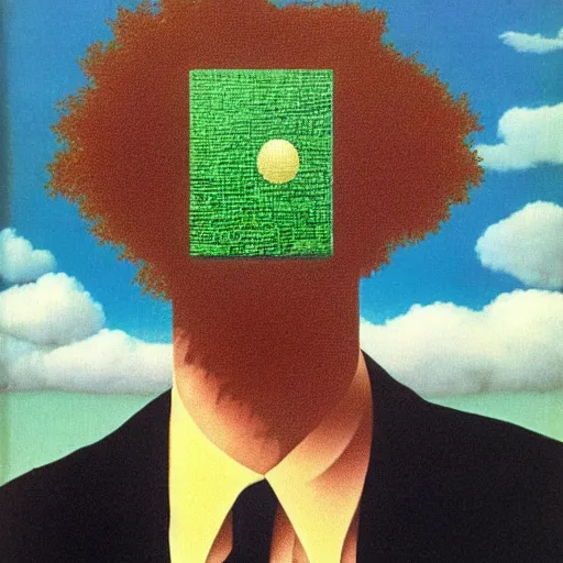 Prompt: The Son of Man by Rene Magritte. Vaporwave