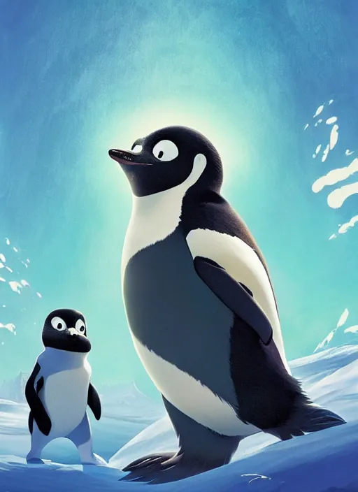 Image similar to alternative movie poster for happy feet by loish, makoto shinkai, studio ghibli, atey ghailan