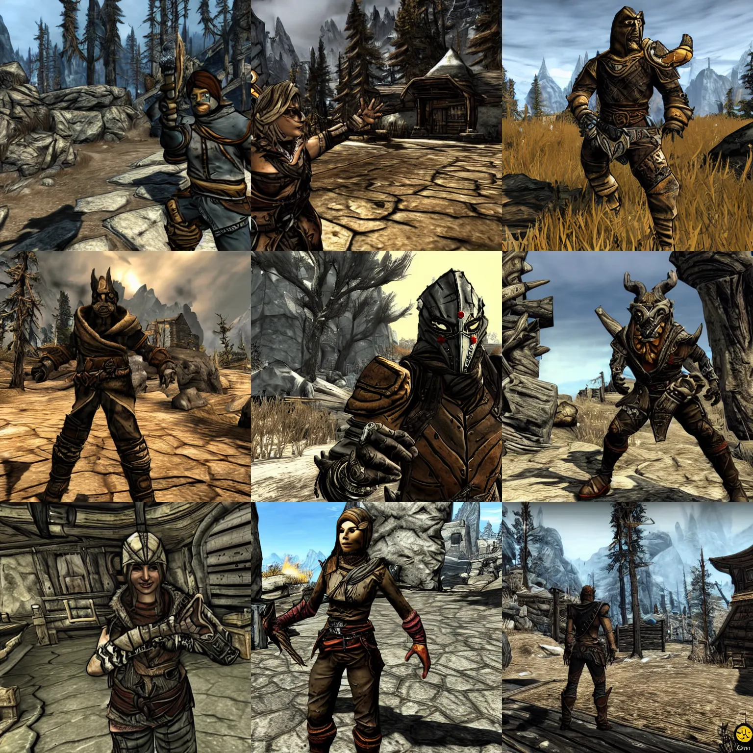 Prompt: a skyrim bandit in a borderlands by gearbox software