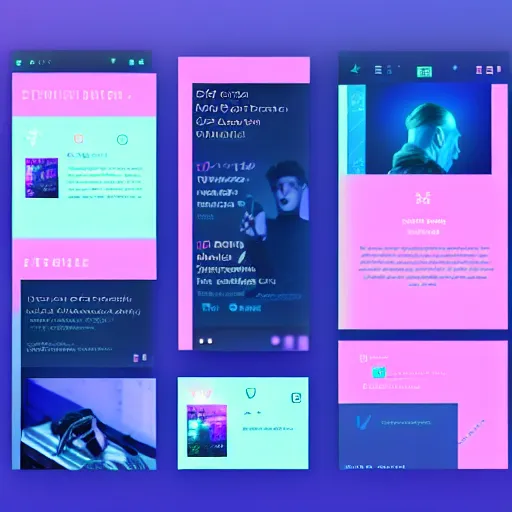 Image similar to ui design of a website, retrowave design, violet color scheme, figma, 4 k