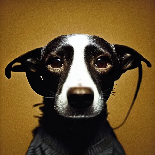 Prompt: portrait of thom yorke as a yorkshire dog, kodak portra, studio lighting, high detail fur,