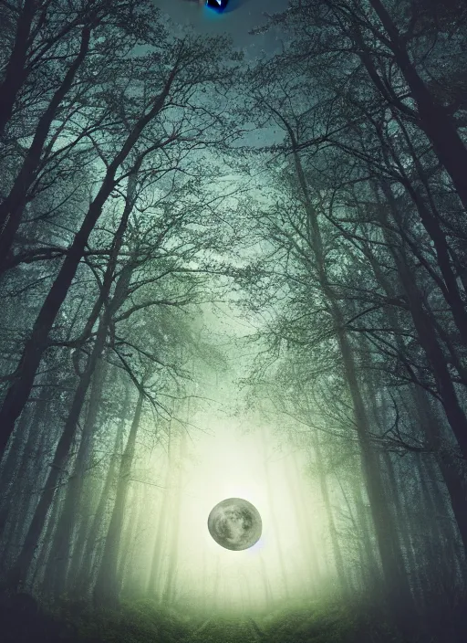 Prompt: thriller book cover of a forest with moon, realistic concept, unsplash photography, shutterstock, getty images, highly detailed photography, flickr