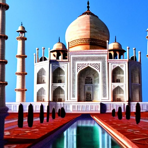 Image similar to the taj mahal made ot of cheese, 8k photorealism, extremly detailed, trending on artstation