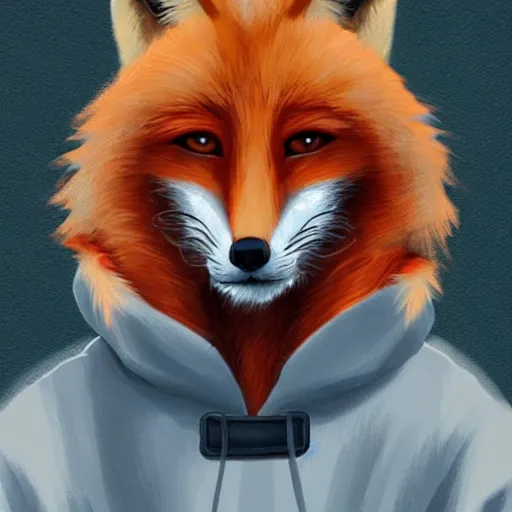 Image similar to fox wearing a parka, furry art artstation