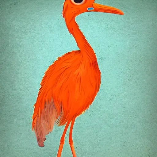 Prompt: a average tangerine colored ostrich midge in the deep sea, digital art