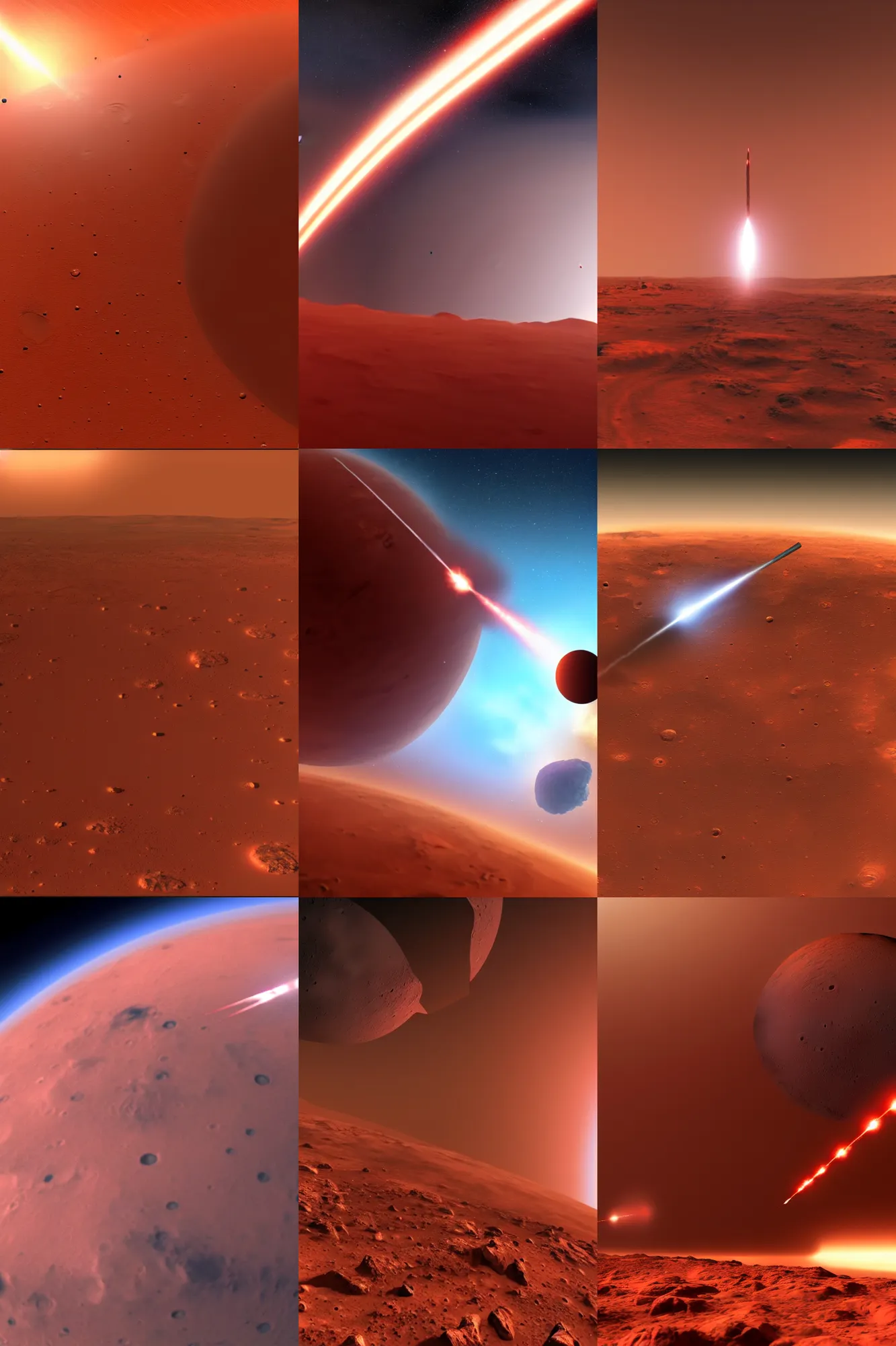 Prompt: missiles hitting mars, 4 k, high quality