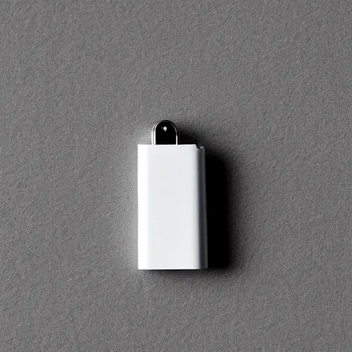 Image similar to a lighter designed by dieter rams, white background, studio photograph