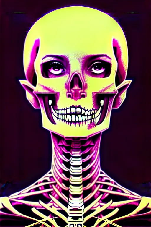 Image similar to anime manga skull portrait young woman, glitcched, glitch pixels, skeleton, intricate, elegant, highly detailed, digital art, ffffound, art by JC Leyendecker and sachin teng
