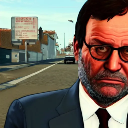 Image similar to a photo of mariano rajoy as a gta 5 character,