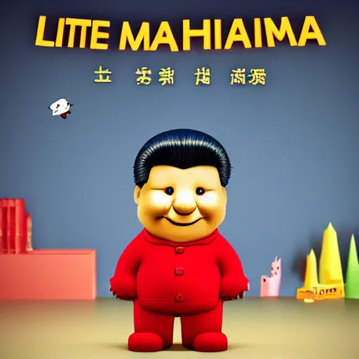 Image similar to little mr xi jinping by roger hargreaves and jim henson. octane render